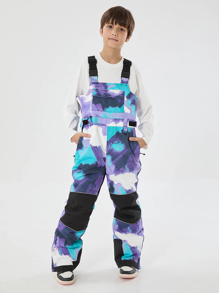 Boys Mountain Trek Light Reflective Knee Guard Waterproof Insulated Snow Bib Pants - Image 17