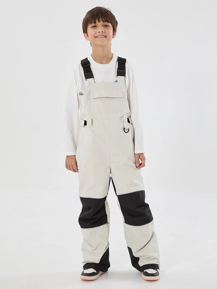 Boys Mountain Trek Light Reflective Knee Guard Waterproof Insulated Snow Bib Pants - Image 2