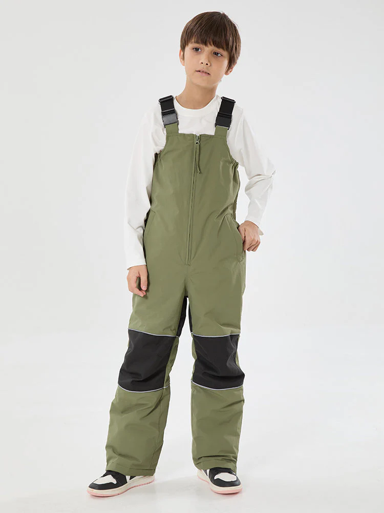 Boys Winter Trek Light Reflective Knee Guard Waterproof Insulated Snow Bib Pants