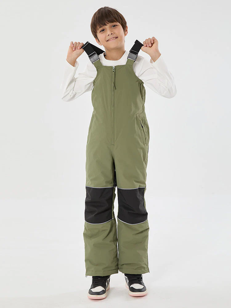 Boys Winter Trek Light Reflective Knee Guard Waterproof Insulated Snow Bib Pants - Image 2