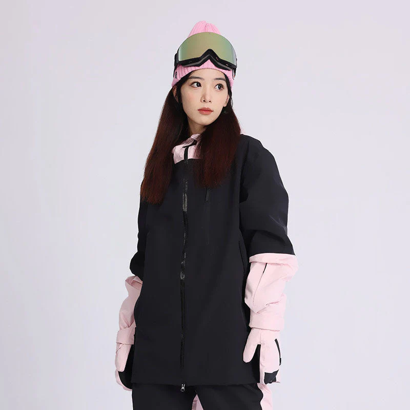 Cosone Women's Winter Forward Zipper Colorblock Windbreaker Snow Jacket - Image 2