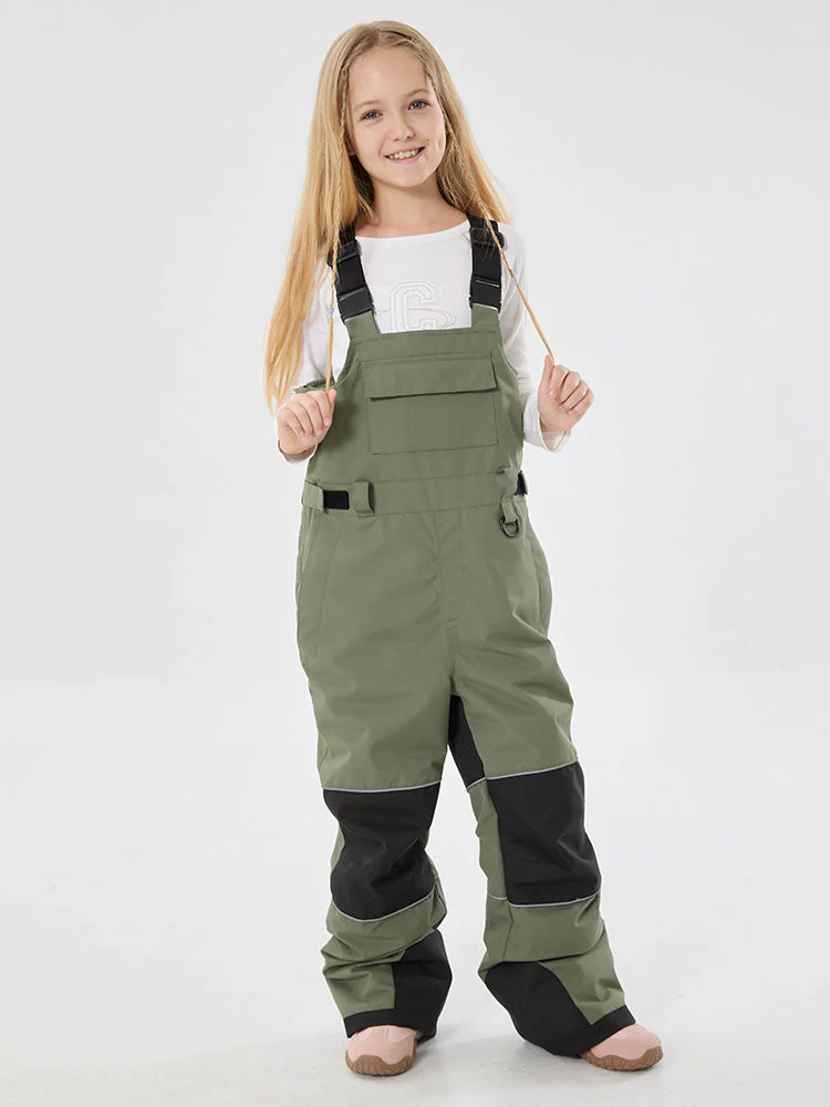 Girls Mountain Trek Light Reflective Knee Guard Waterproof Insulated Snow Bib Pants - Image 16