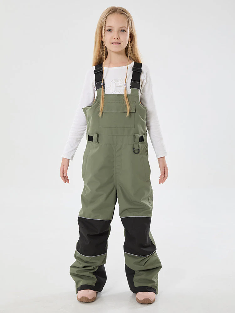 Girls Mountain Trek Light Reflective Knee Guard Waterproof Insulated Snow Bib Pants - Image 18