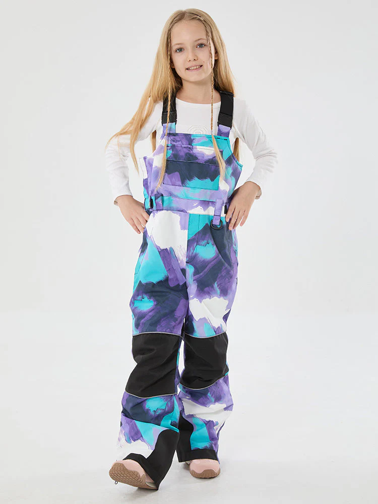 Girls Mountain Trek Light Reflective Knee Guard Waterproof Insulated Snow Bib Pants - Image 2