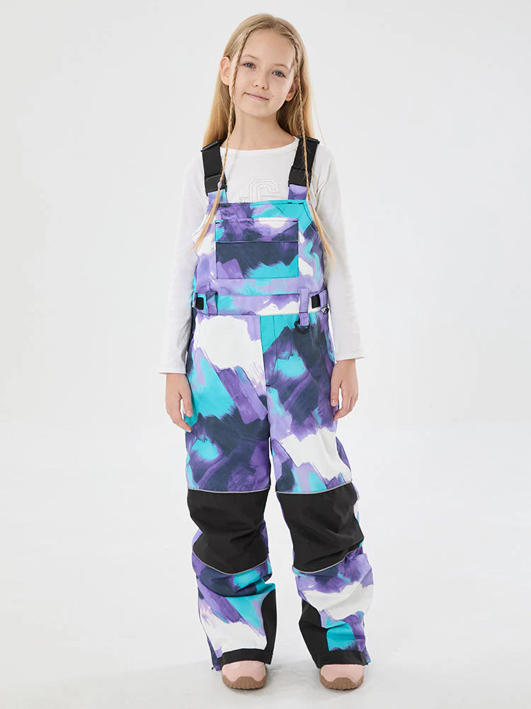 Girls Mountain Trek Light Reflective Knee Guard Waterproof Insulated Snow Bib Pants - Image 3
