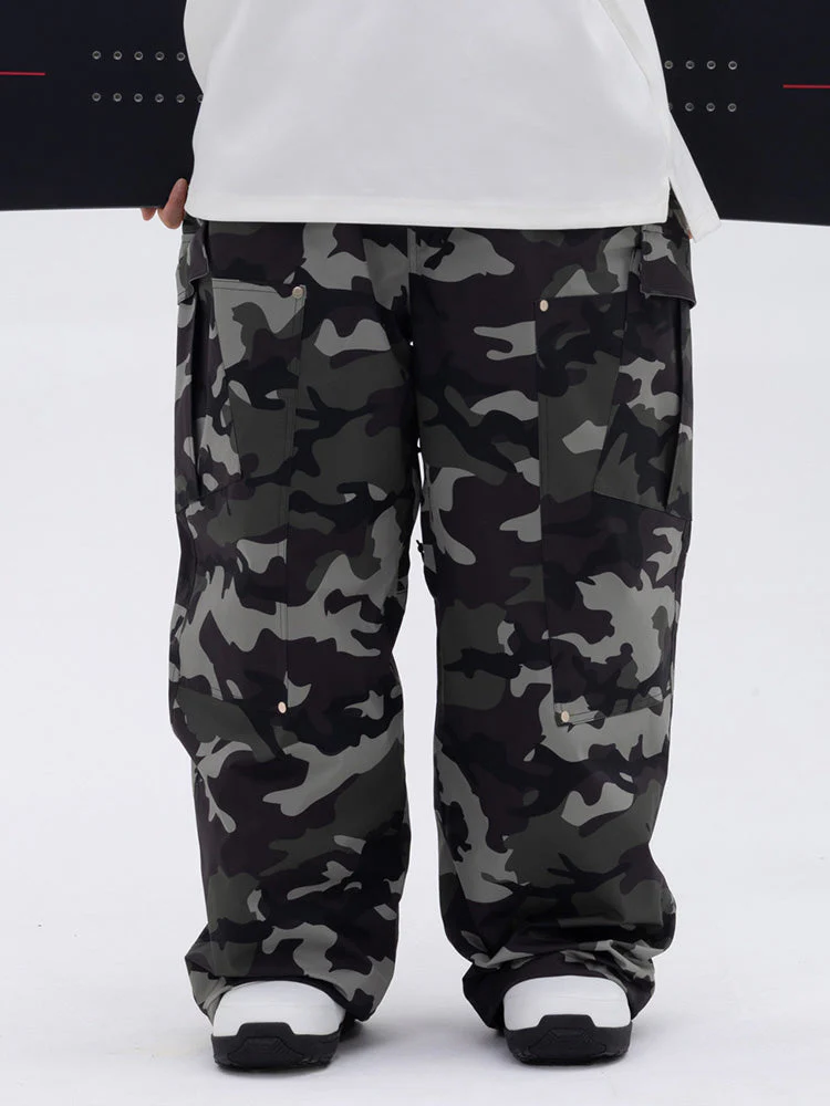 Men's Double Knee Mountain Freestyle Leopard Baggy Snow Pants - Image 15