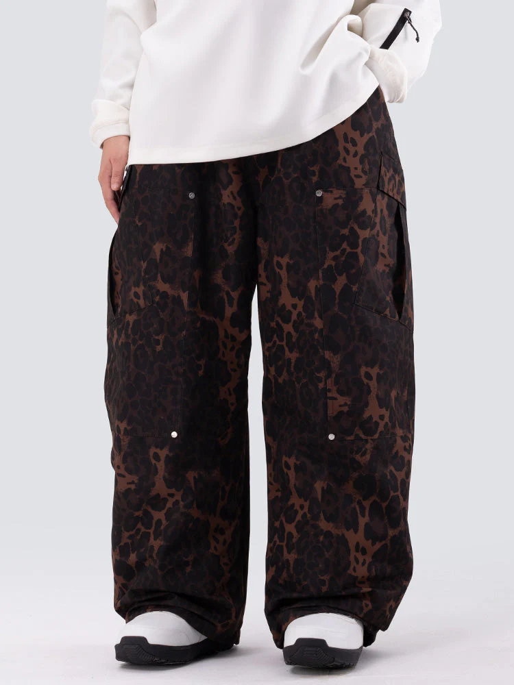 Men's Double Knee Mountain Freestyle Leopard Baggy Snow Pants - Image 6