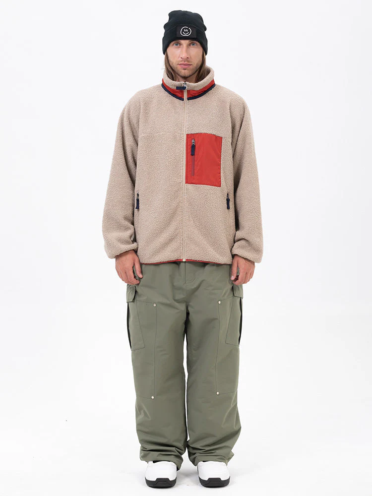 Men's Faux Sherpa Full-Zip Fleece & Double Knee Freestyle Baggy Snow Pants - Image 3