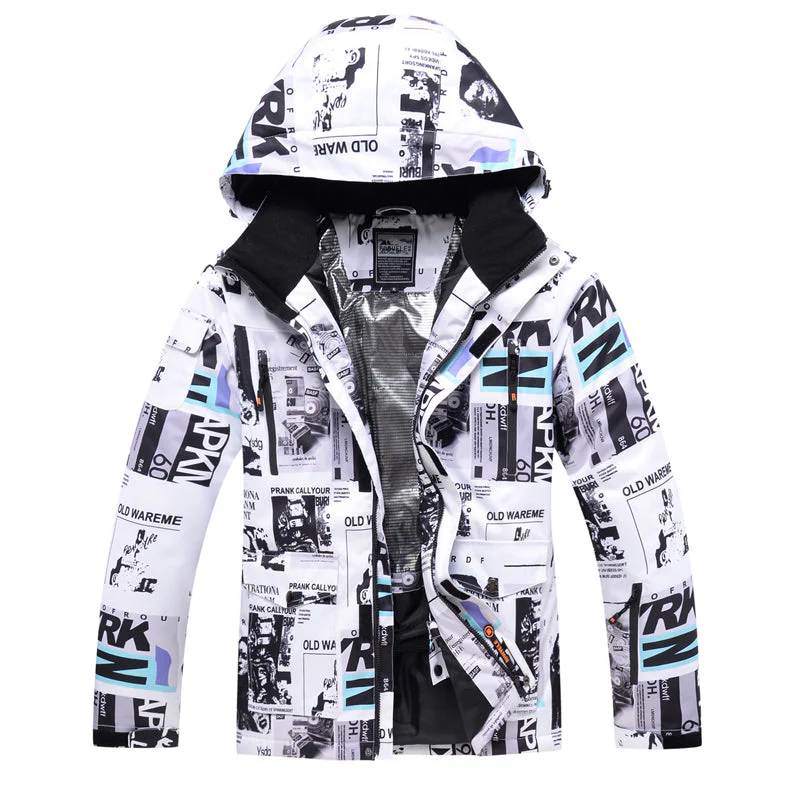Men's Graffiti Print Colorful Winter Snow Jackets