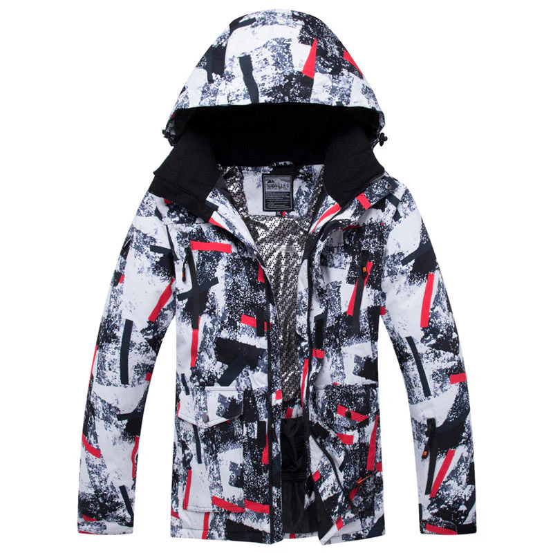 Men's Graffiti Print Colorful Winter Snow Jackets - Image 4