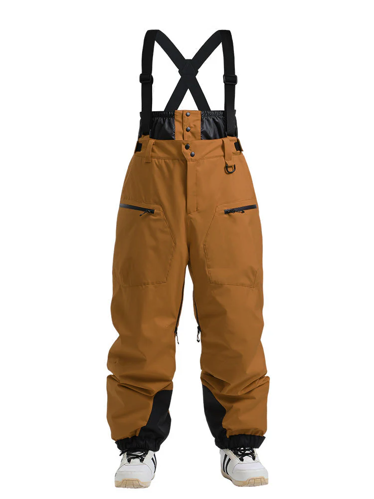 Men's Gsou Snow Durable Mountain Pro All Function Cargo Snow Bibs Pants - Image 9
