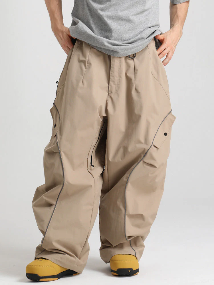 Men's Gsou Snow Luminous Edge Reflective Cargo Baggy Snow Pants - Image 12