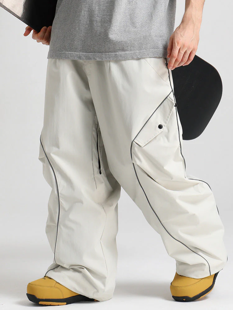 Men's Gsou Snow Luminous Edge Reflective Cargo Baggy Snow Pants - Image 14