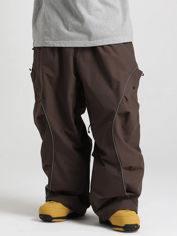 Men's Gsou Snow Luminous Edge Reflective Cargo Baggy Snow Pants - Image 2