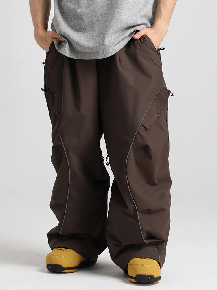 Men's Gsou Snow Luminous Edge Reflective Cargo Baggy Snow Pants - Image 3