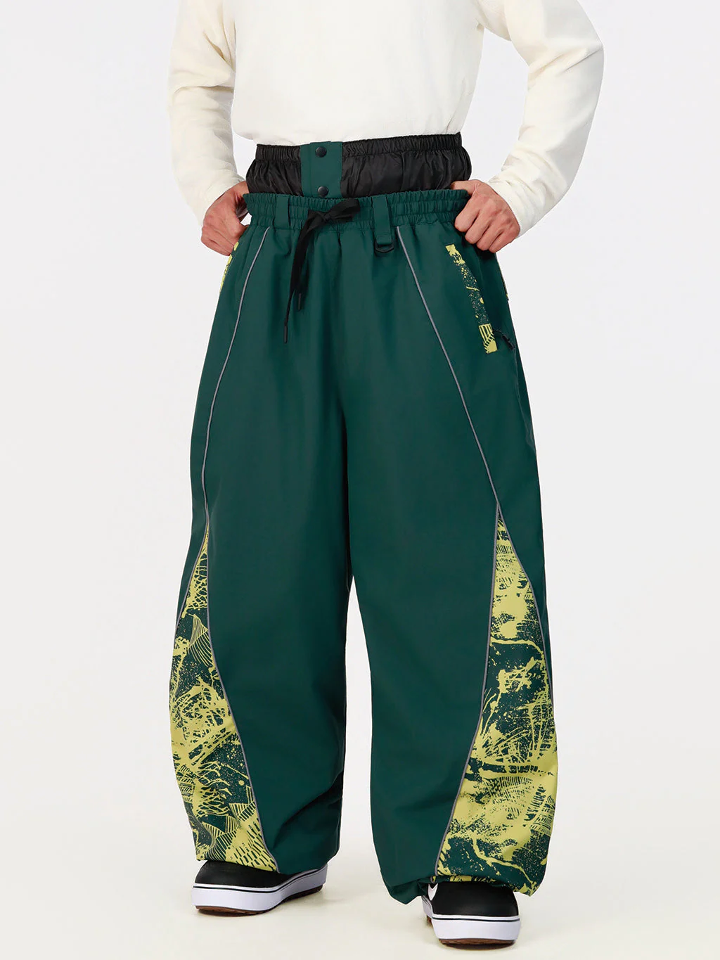 Men's Hyper Flux Color Graffiti Panel Reflective Line Jogger Baggy Snow Pants - Image 11