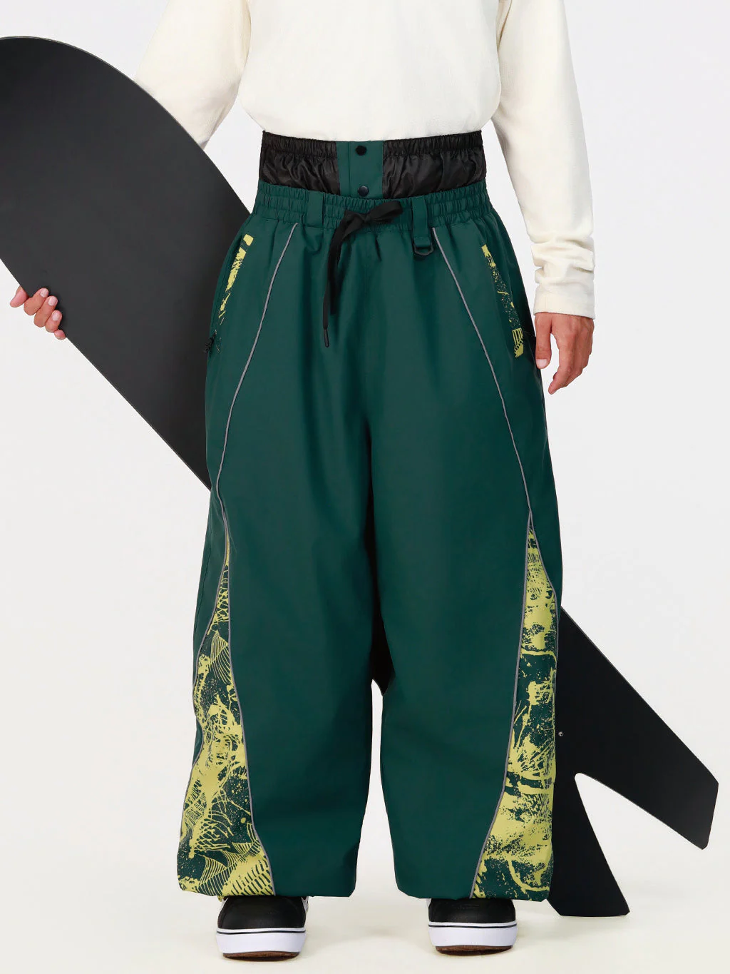 Men's Hyper Flux Color Graffiti Panel Reflective Line Jogger Baggy Snow Pants - Image 12