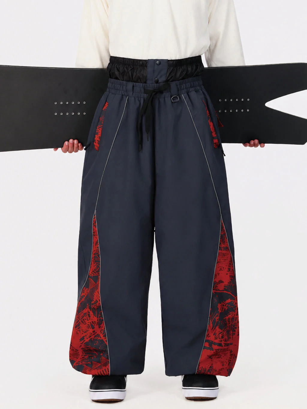 Men's Hyper Flux Color Graffiti Panel Reflective Line Jogger Baggy Snow Pants - Image 14