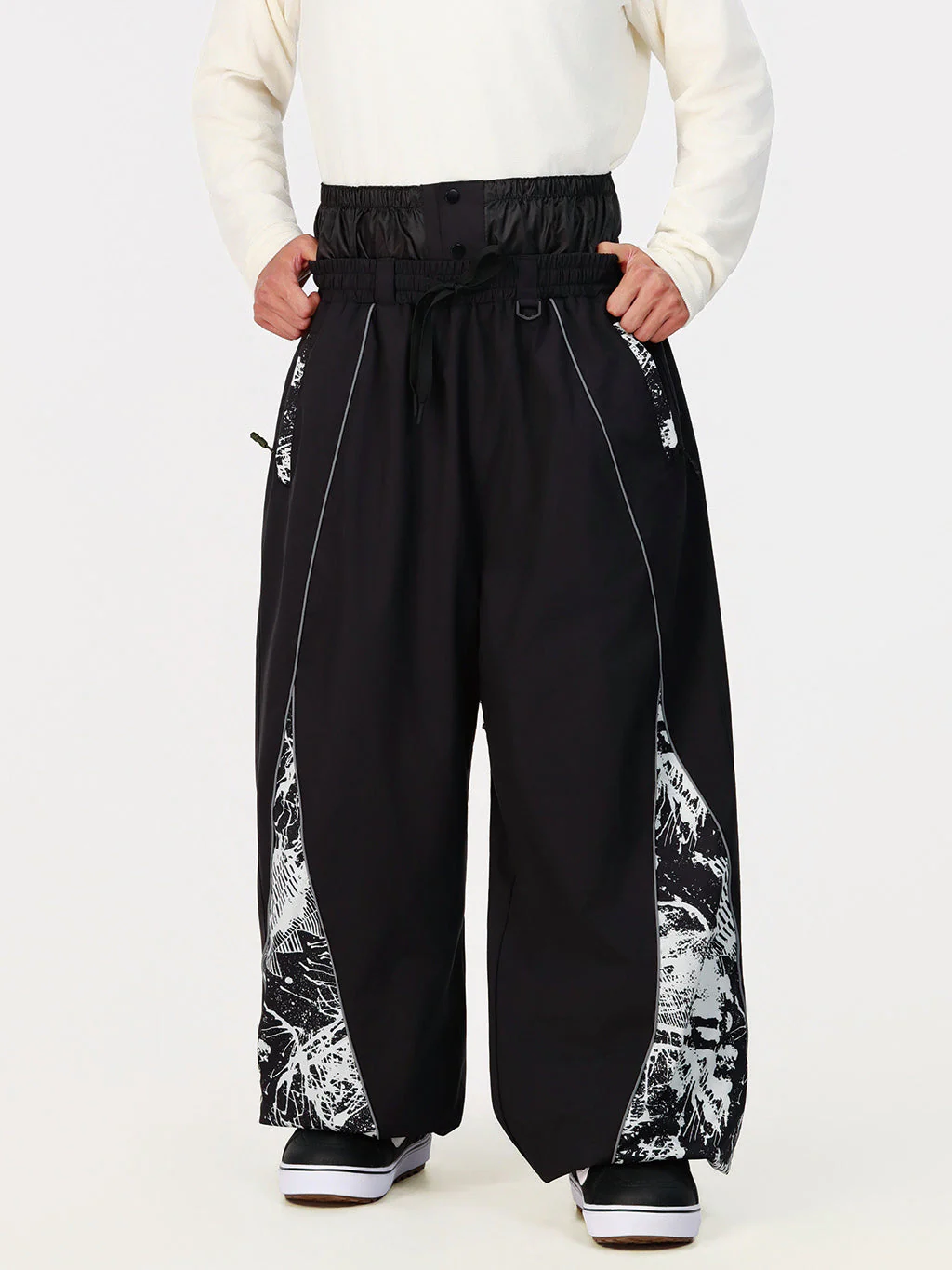 Men's Hyper Flux Color Graffiti Panel Reflective Line Jogger Baggy Snow Pants - Image 3