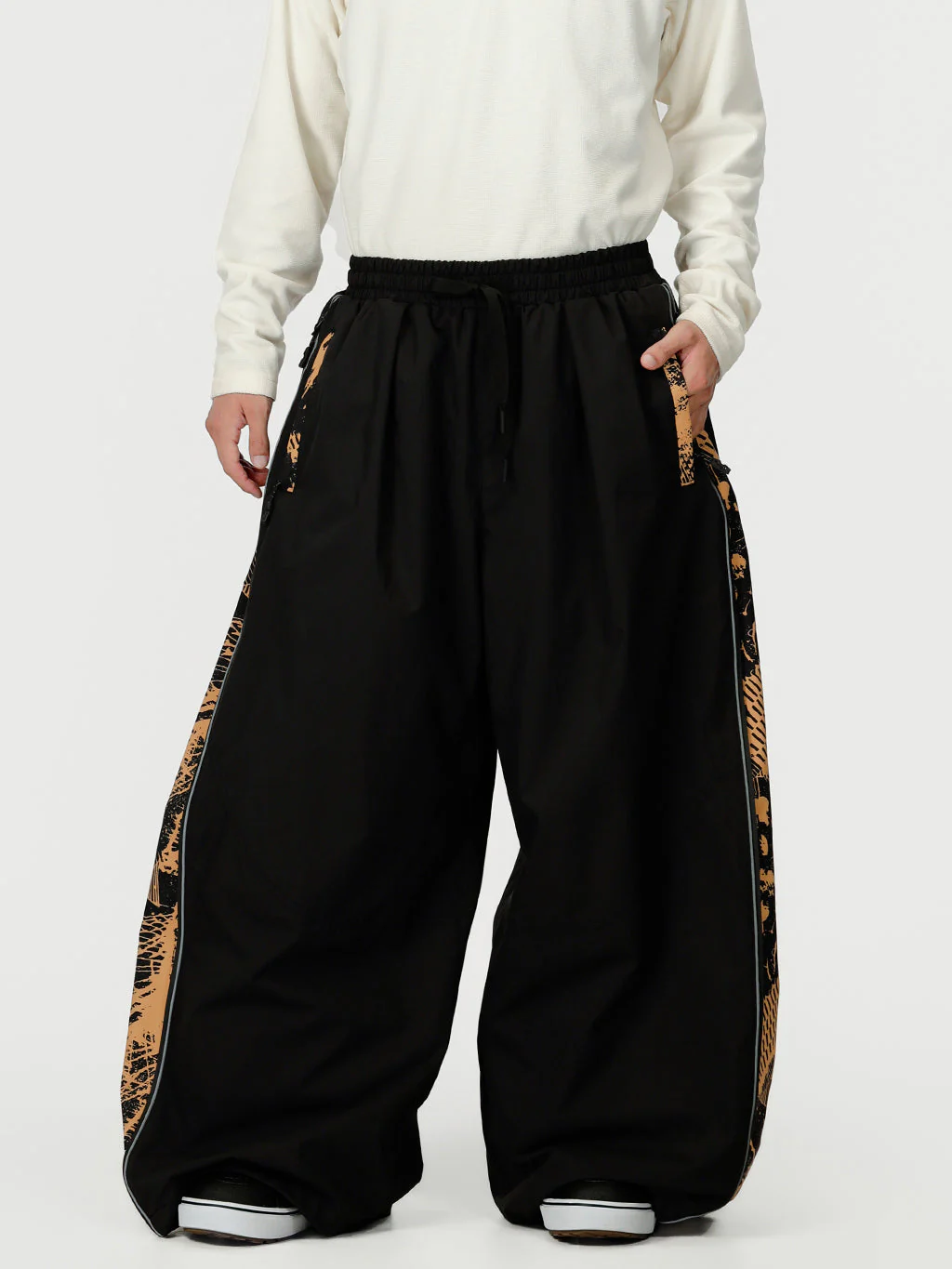 Men's Hyper Flux Side Zip Graffiti Panel Extra Baggy Freestyle Snow Pants - Image 3