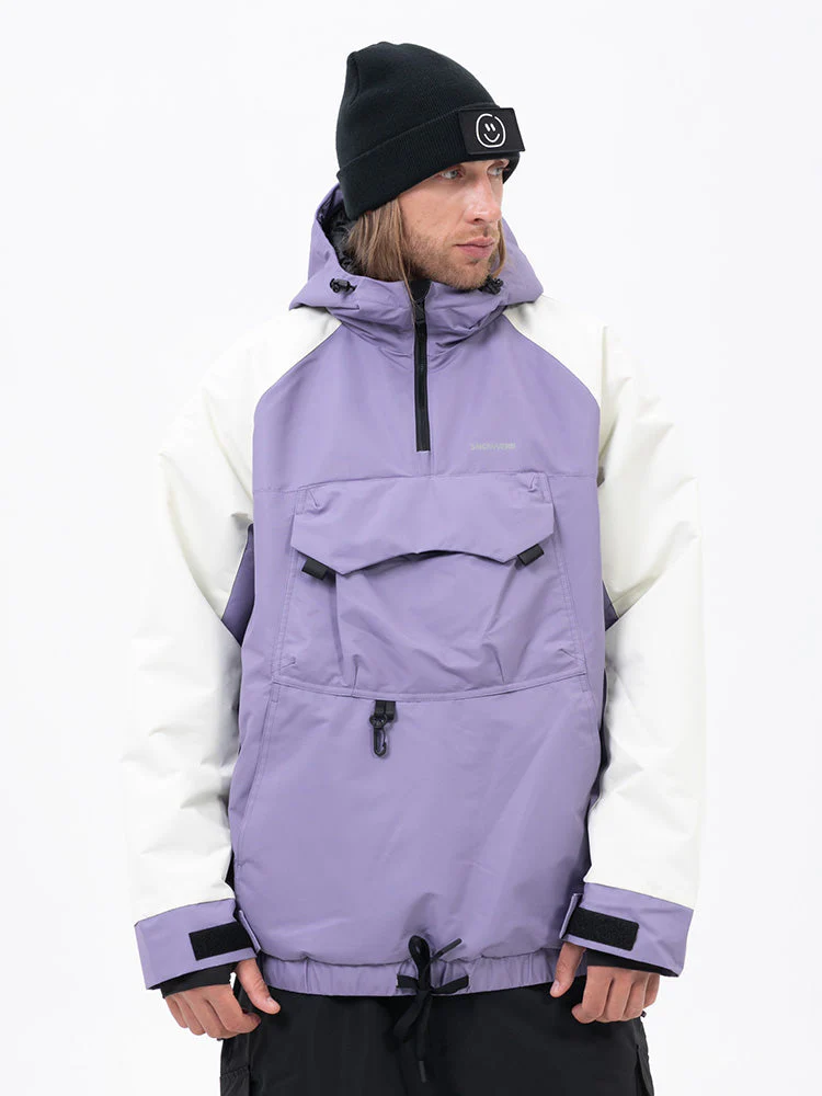 Men's Mountain Freestyle Cargo Pocket Pullover Bomber Snowboard Jacket