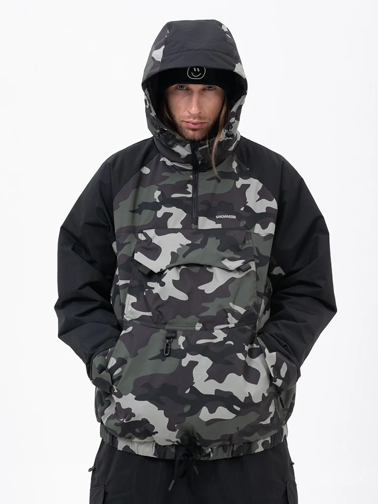 Men's Mountain Freestyle Cargo Pocket Pullover Bomber Snowboard Jacket - Image 16