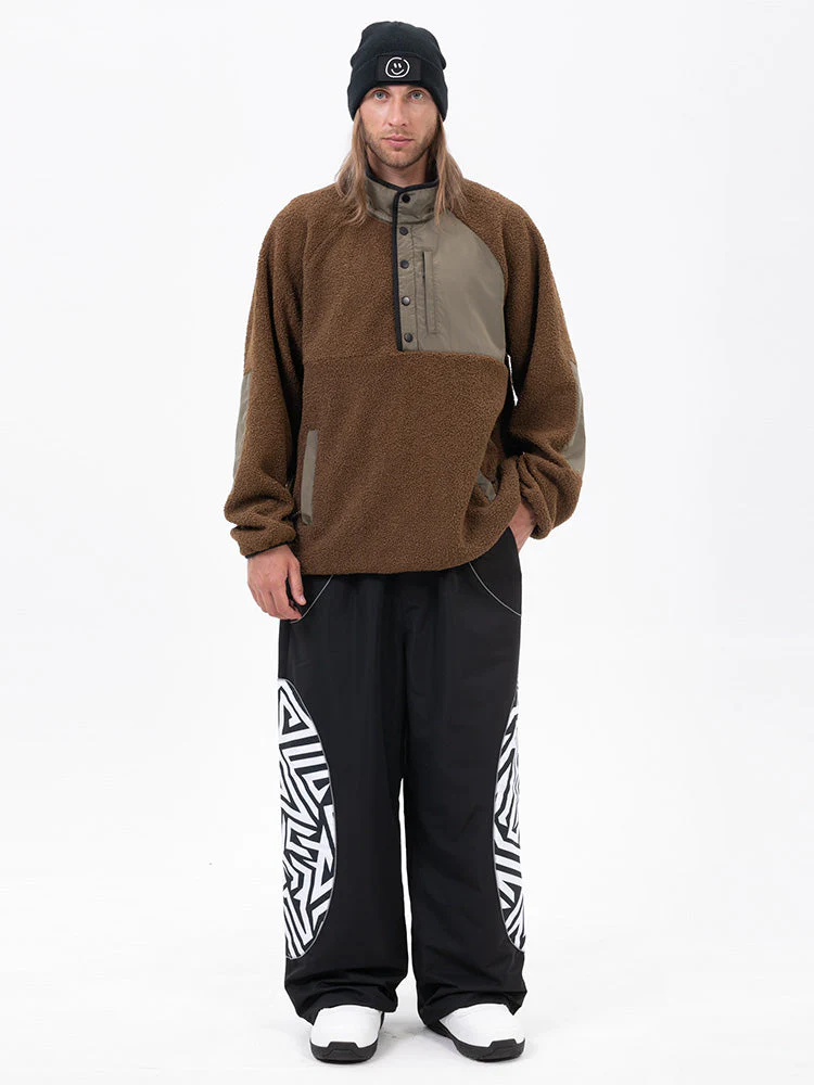 Men's Mountain-Ready Faux Sherpa Fleece Pullover & Swaggy Reflective Cargo Snow Pants - Image 3