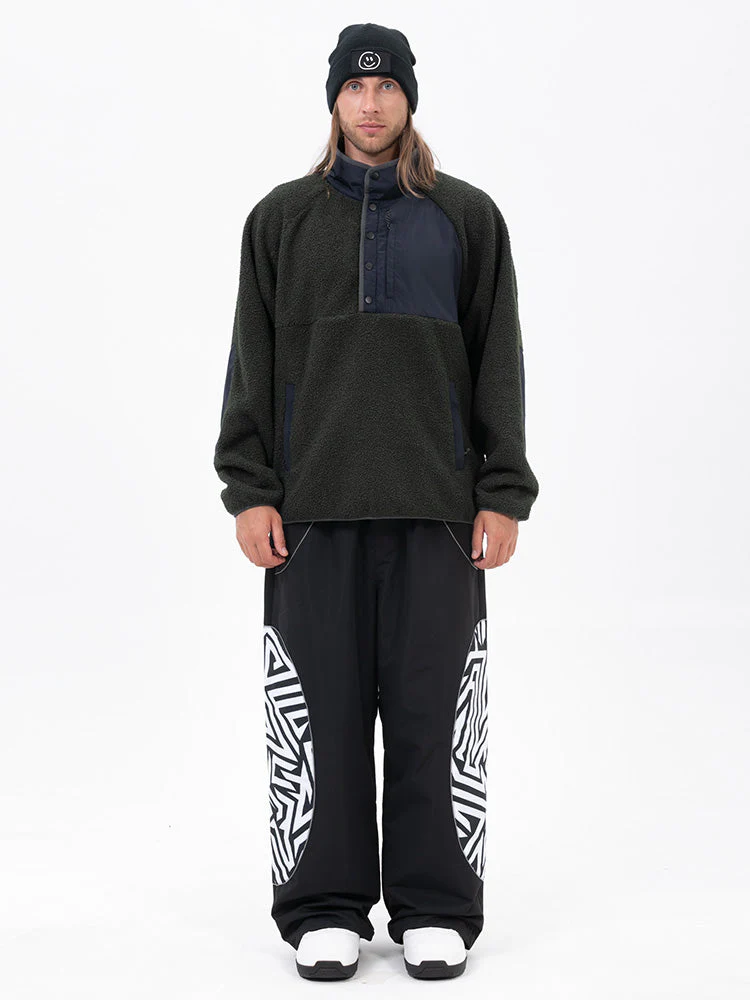 Men's Mountain-Ready Faux Sherpa Fleece Pullover & Swaggy Reflective Cargo Snow Pants - Image 4