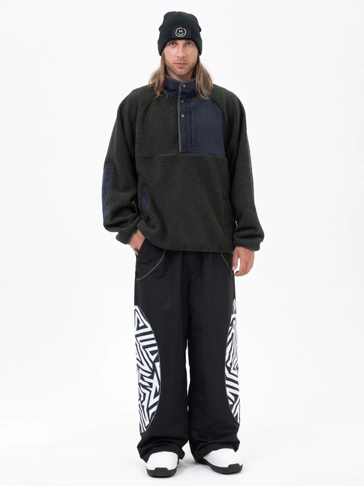 Men's Mountain-Ready Faux Sherpa Fleece Pullover & Swaggy Reflective Cargo Snow Pants - Image 6
