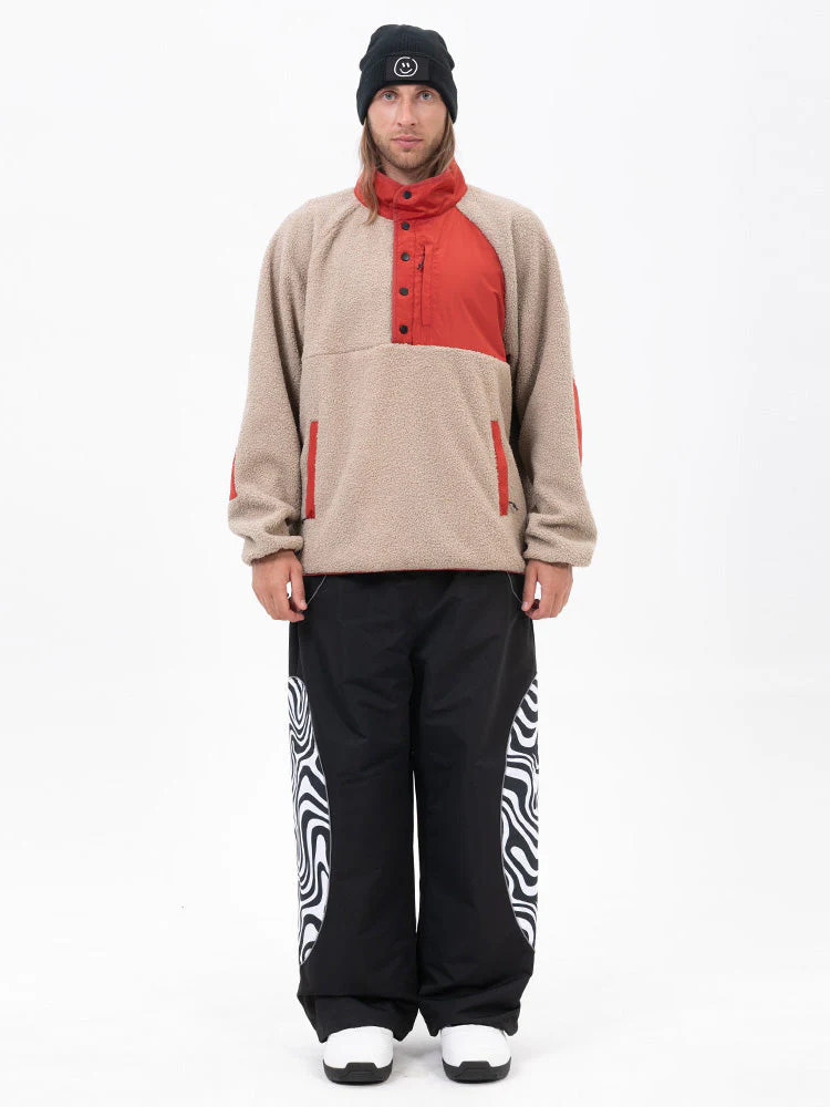 Men's Mountain-Ready Faux Sherpa Fleece Pullover & Swaggy Reflective Cargo Snow Pants - Image 7
