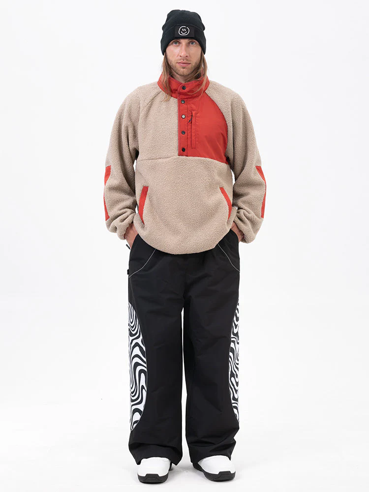 Men's Mountain-Ready Faux Sherpa Fleece Pullover & Swaggy Reflective Cargo Snow Pants - Image 9