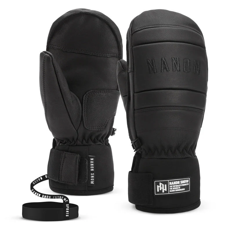 Men's Nandn Mountain Chill Goat Leather All Weather Snowboard Gloves Mittens - Image 2