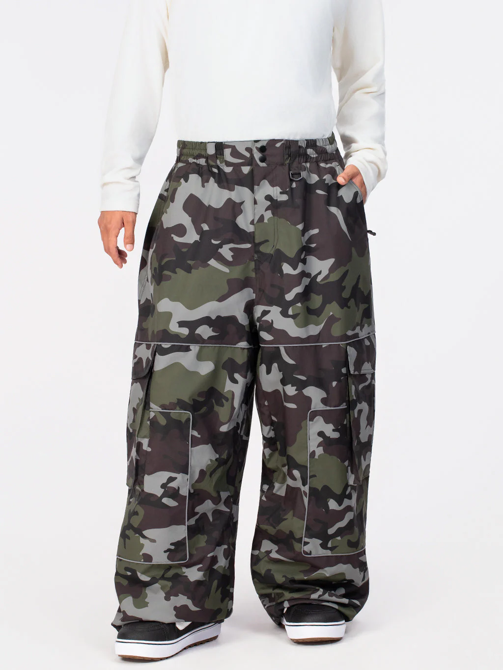Men's Nightline Park Rider Reflective Trim Cargo Pockets Baggy Snow Pants - Image 4