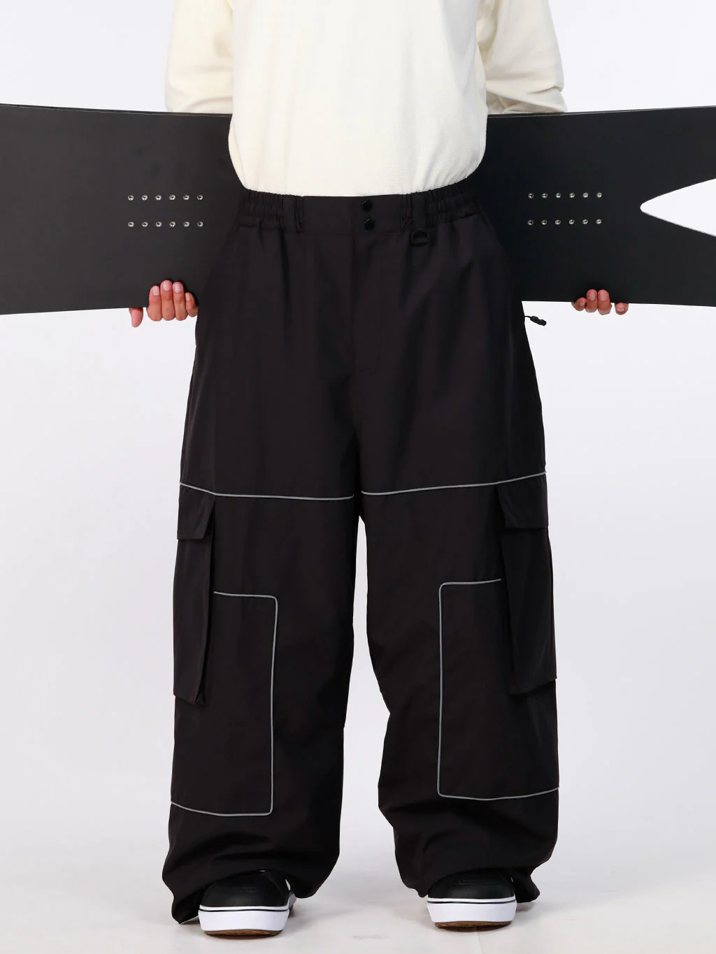 Men's Nightline Park Rider Reflective Trim Cargo Pockets Baggy Snow Pants - Image 9