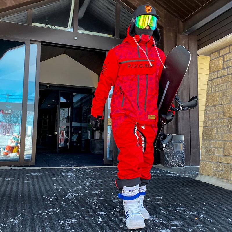 Men's PINGUP P-40 Fighter & Shark Conjoined One Piece Snowboard Jumpsuit - Image 3