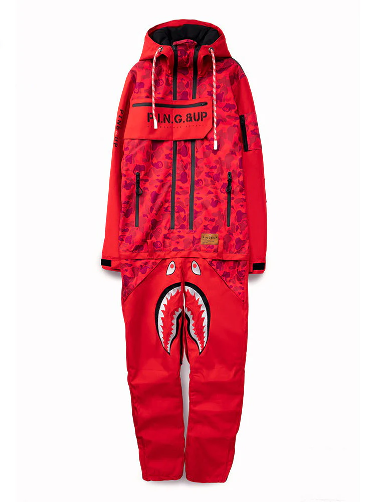 Men's PINGUP P-40 Fighter & Shark Conjoined One Piece Snowboard Suits - Image 6