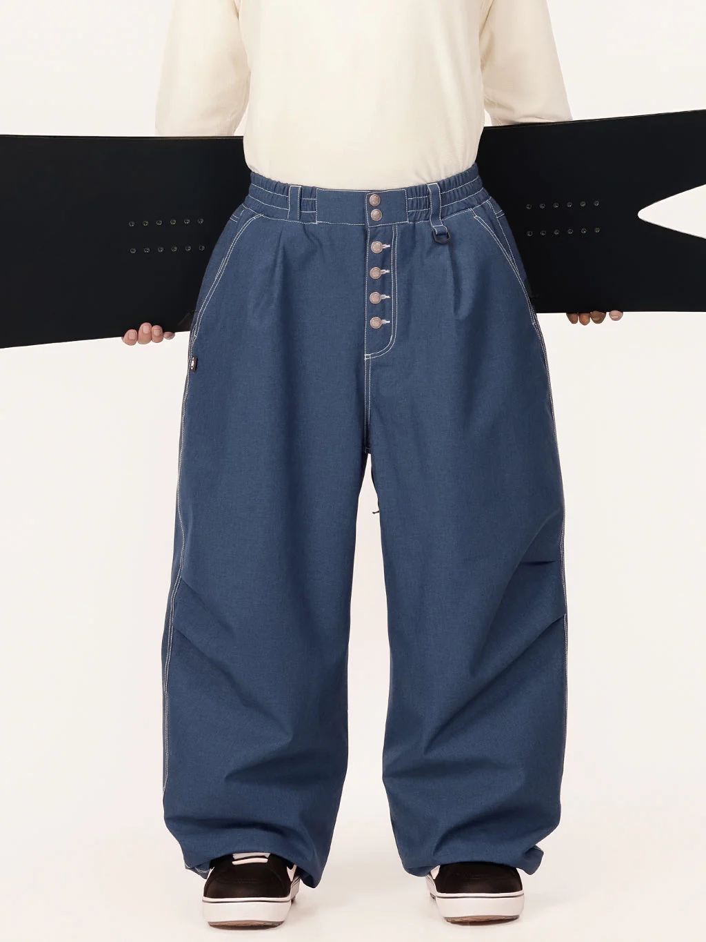 Men's Raw Utility Rivet Workwear Denim Snow Pants – Double Back Pocket Oversized Fit - Image 11