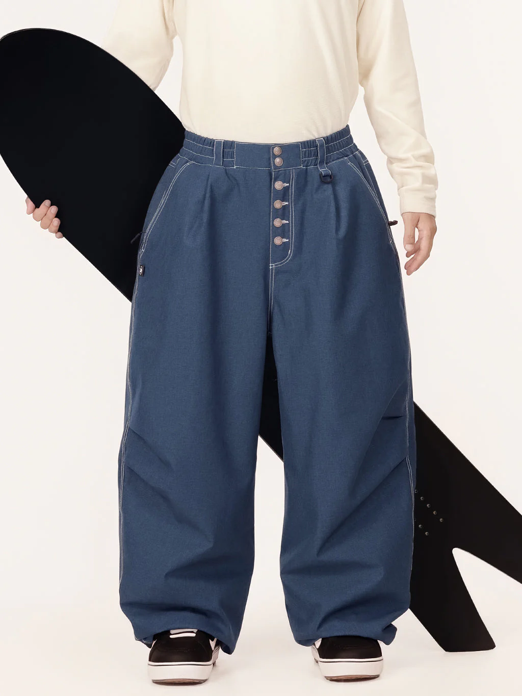 Men's Raw Utility Rivet Workwear Denim Snow Pants – Double Back Pocket Oversized Fit - Image 12