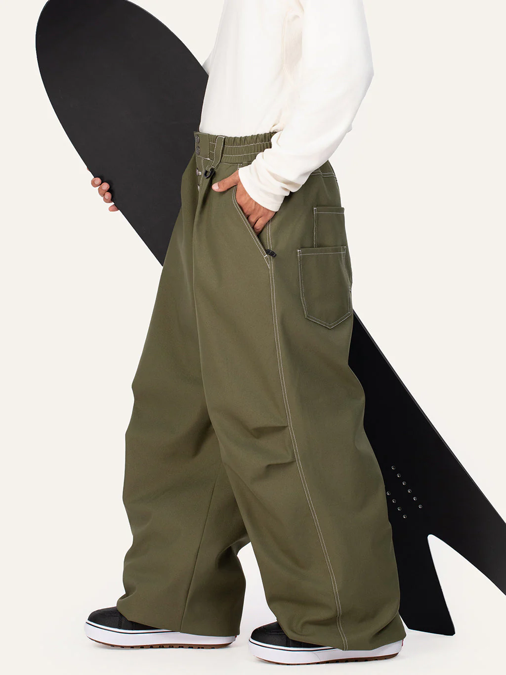 Men's Raw Utility Rivet Workwear Denim Snow Pants – Double Back Pocket Oversized Fit - Image 2