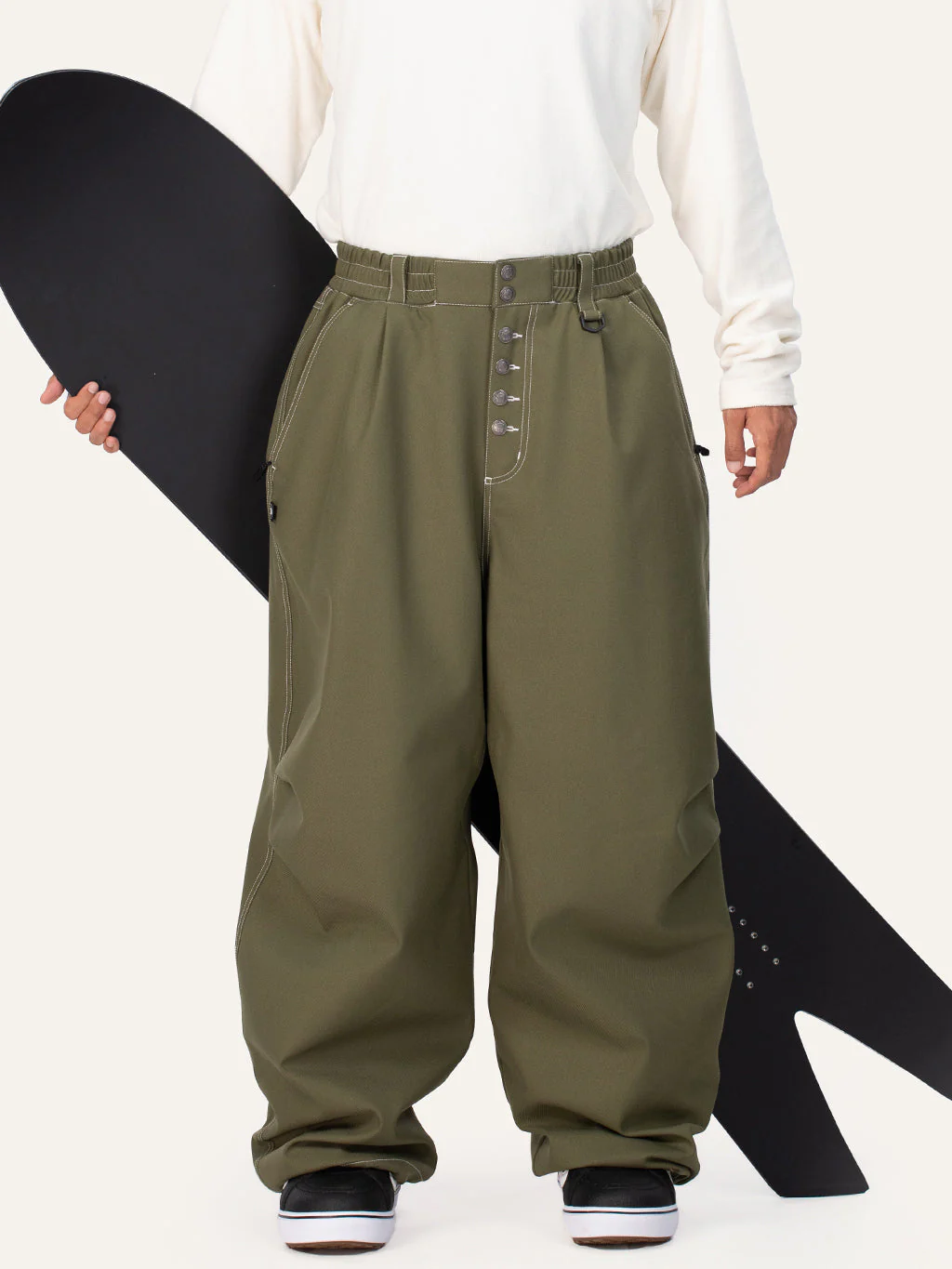 Men's Raw Utility Rivet Workwear Denim Snow Pants – Double Back Pocket Oversized Fit - Image 4