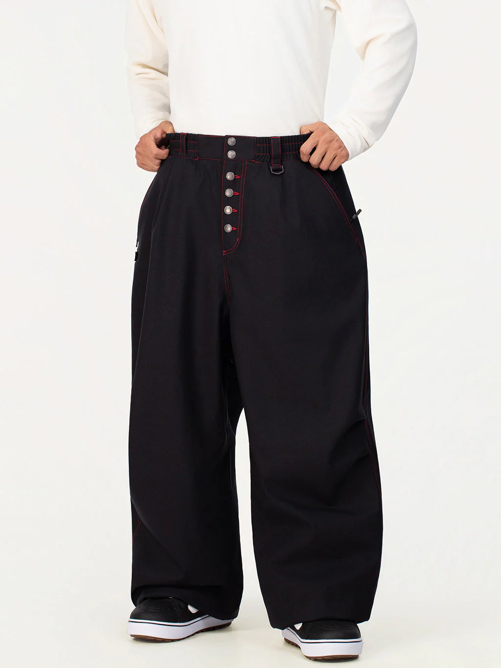 Men's Raw Utility Rivet Workwear Denim Snow Pants – Double Back Pocket Oversized Fit - Image 5