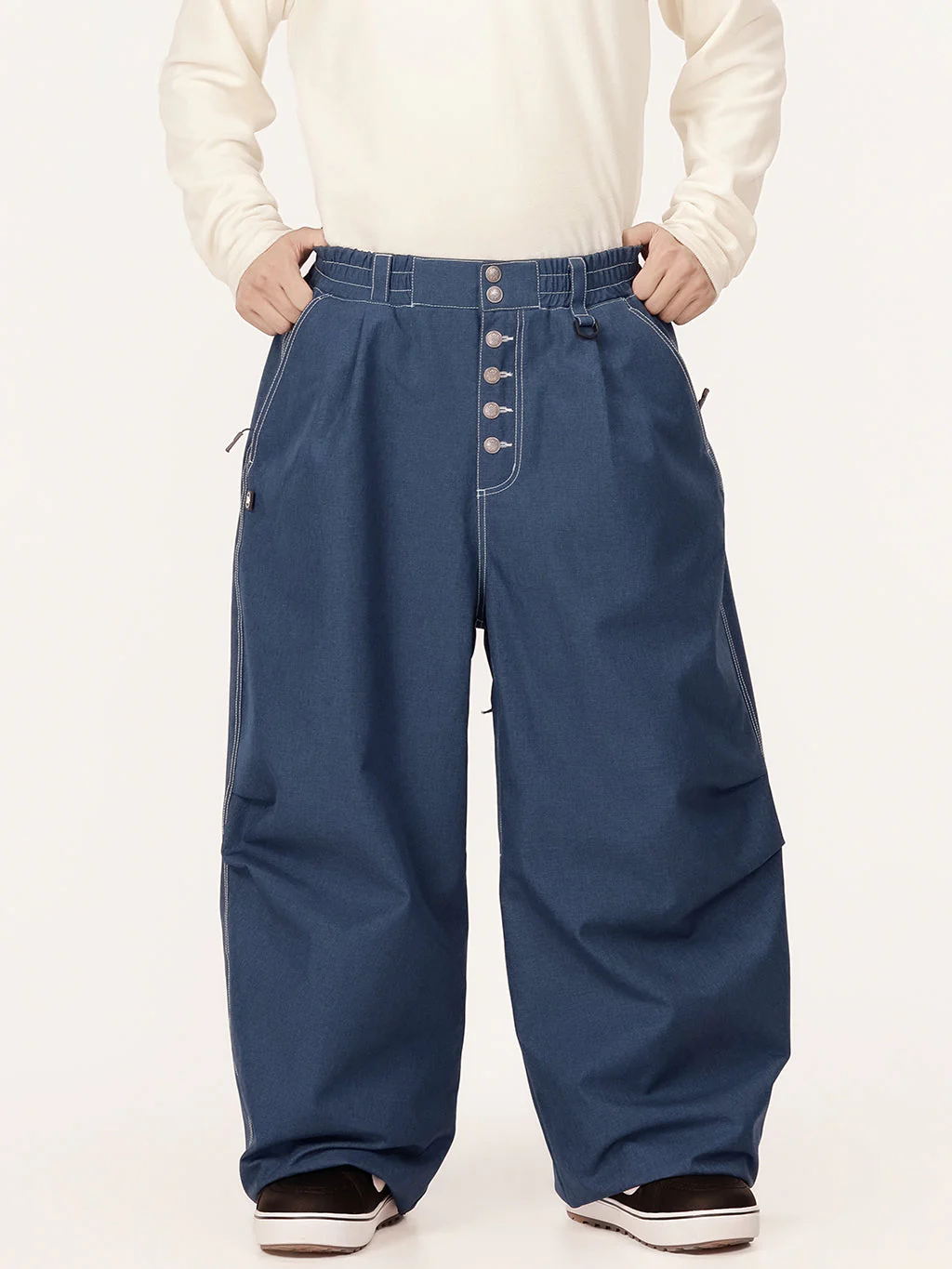 Men's Raw Utility Rivet Workwear Denim Snow Pants – Double Back Pocket Oversized Fit - Image 9