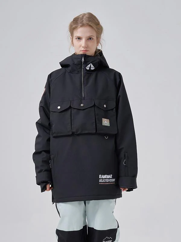 Men's RAWRWAR 3 Cargo Pow Line Pockets Half Zipper Snow Jacket - Image 4