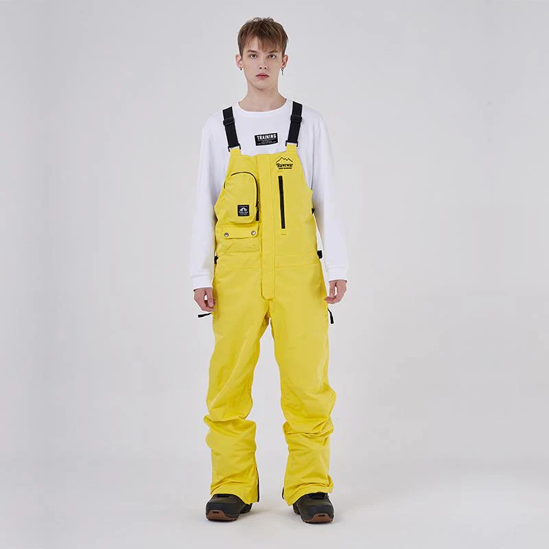 Men's RAWRWAR Ice Storm Pocket Solid Snow Bibs Pants - Image 3