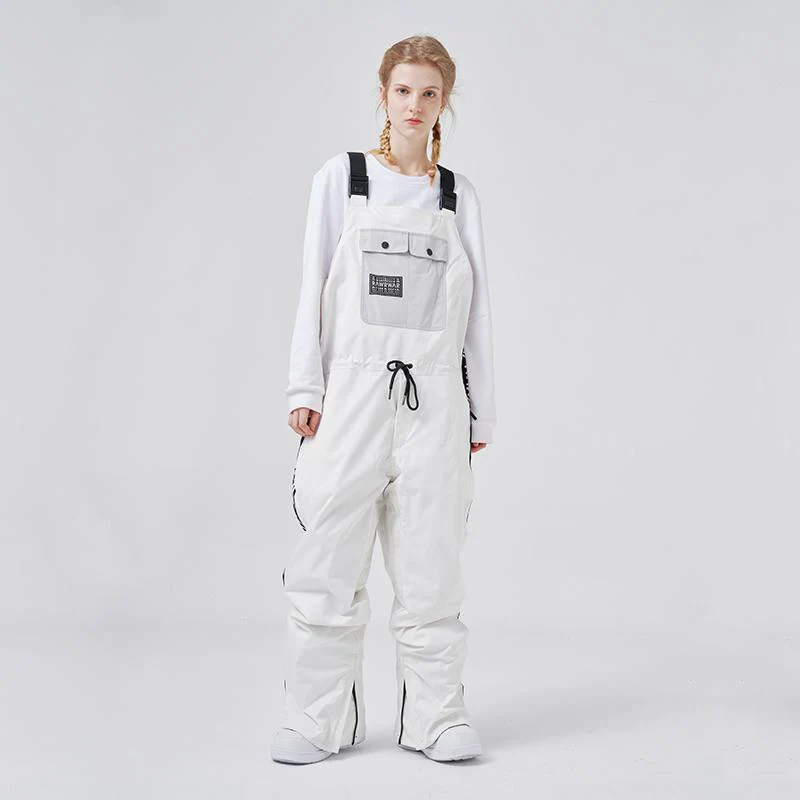 Men's RAWRWAR Winter Collective Large Pocket Stripe Snow Bibs Pants - Image 10