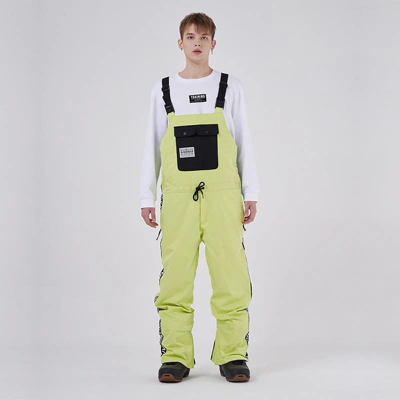 Men's RAWRWAR Winter Collective Large Pocket Stripe Snow Bibs Pants - Image 3