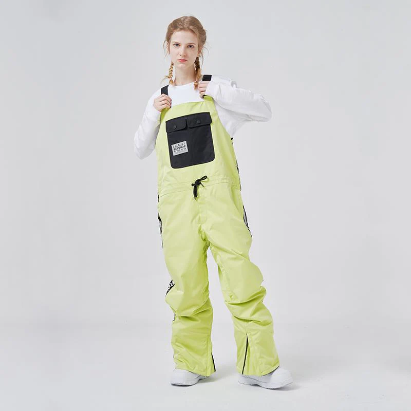 Men's RAWRWAR Winter Collective Large Pocket Stripe Snow Bibs Pants - Image 4
