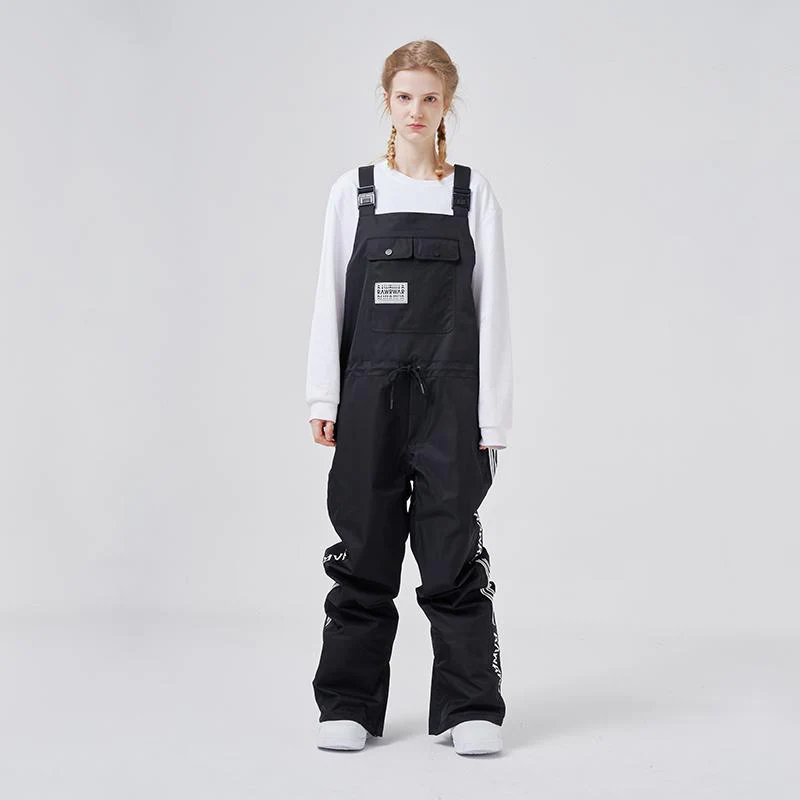 Men's RAWRWAR Winter Collective Large Pocket Stripe Snow Bibs Pants - Image 6