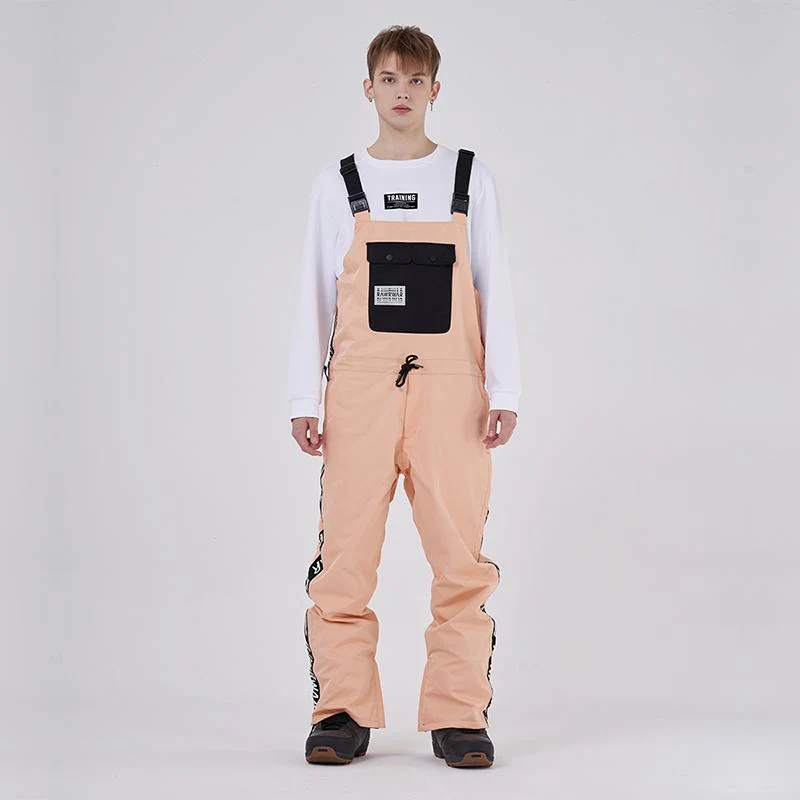 Men's RAWRWAR Winter Collective Large Pocket Stripe Snow Bibs Pants - Image 7