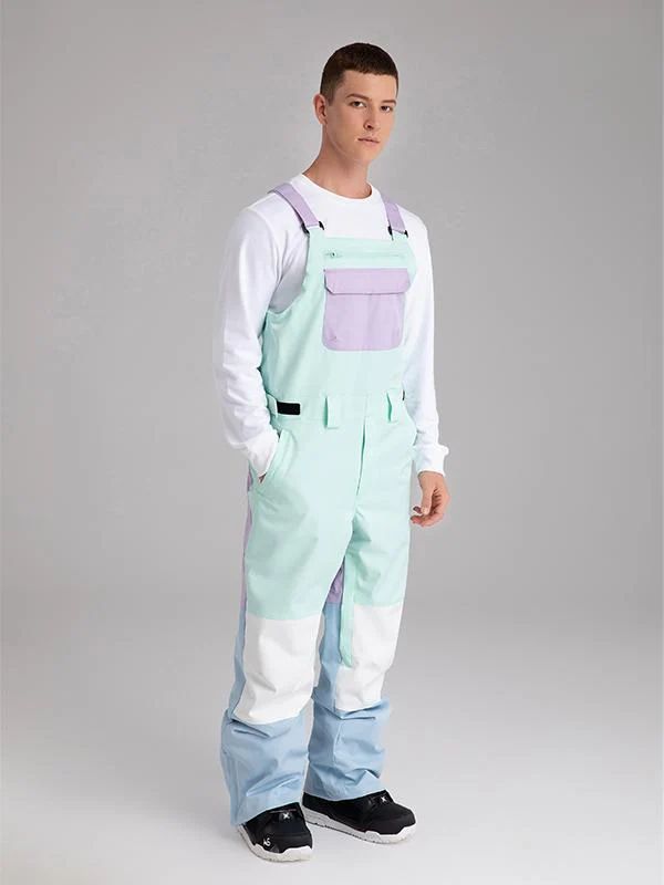 Men's Searipe Mountain Discover Colorblock Snowboard Pants Coverall Bibs - Image 15